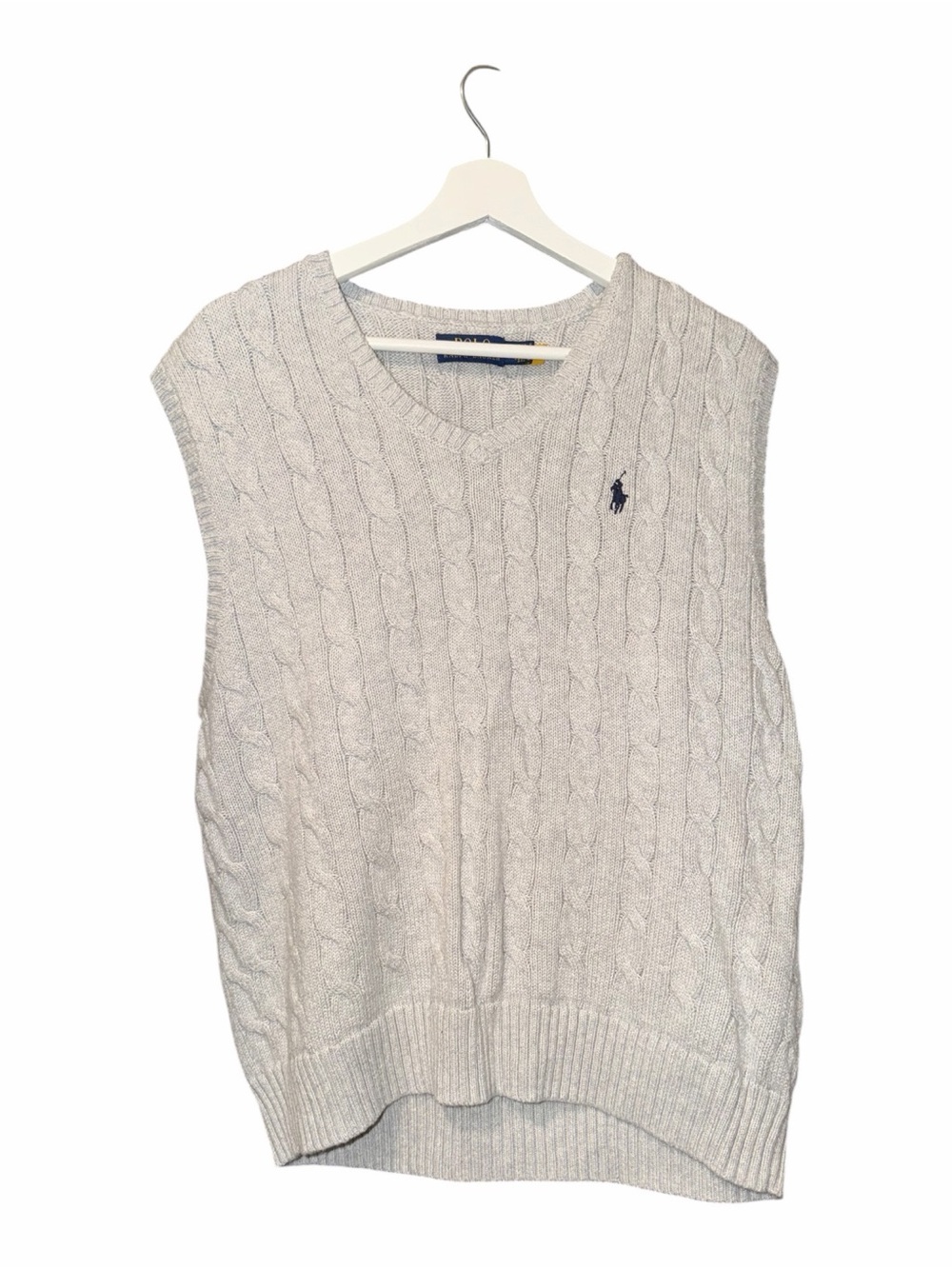 Polo by Ralph Lauren Light Cream Cable Knit V-Neck Sweater Vest